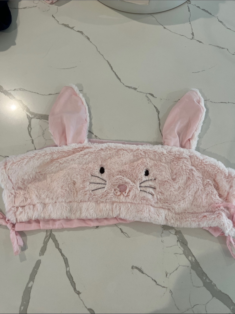 Pottery Barn Kids pink fur bunny Easter basket liner